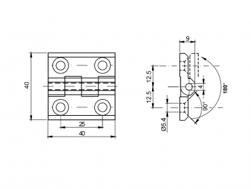 Scharnier - 40x40mm - Gegalvaniseerd