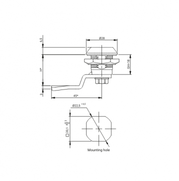 D5 dubbelbaard kantelslot - 18mm - IP65 - RAL 9005
