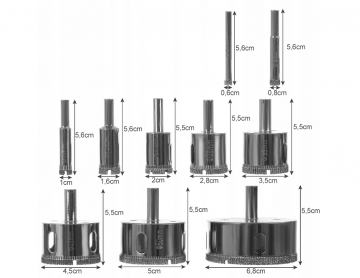 Diamantboor set - 10 delig - Nat en droog boren - Tegelboren