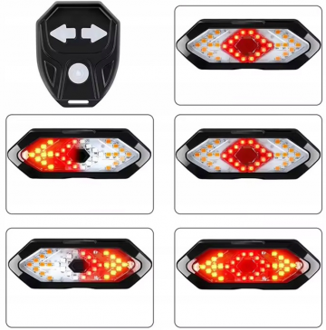 Fietslampje met richtingaanwijzers - Oplaadbaar - Draadloos - Rood / oranje8 pm