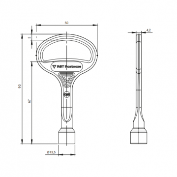 Vierkant sleutel - 8mm - KW8 - Metaal - Extra lang