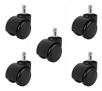 Bureaustoel wieltjes - 5cm - 5 stuks - Zwart