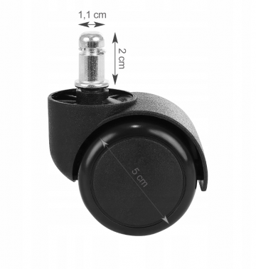Bureaustoel wieltjes - 5cm - 5 stuks - Zwart