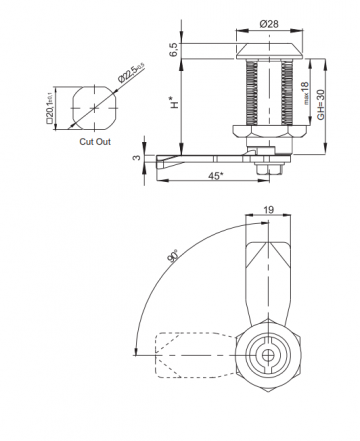 KW8 kantelslot - 30mm - RAL 9005