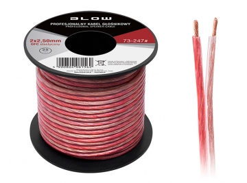 OFC luidsprekerkabel 2 x 2.50 mm transparant/rood op rol 25 meter