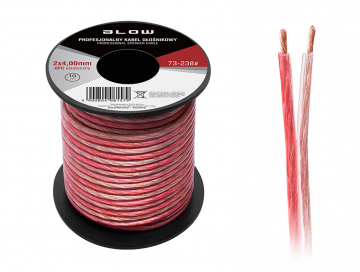 OFC luidsprekerkabel 2 x 4.00 mm transparant/rood op rol 10 meter