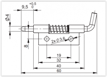 Scharnier - Rechts - 60x16mm - Verzinkt