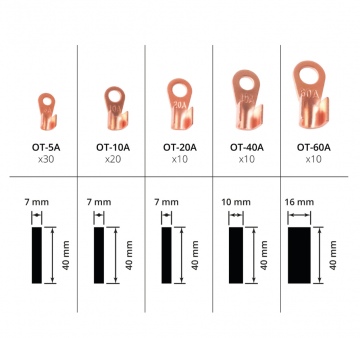 Krimpkous + ring kabelschoen set - 160 stuks