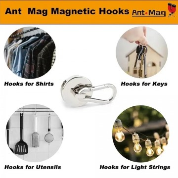 Magneet met karabijnhaak - 32mm - Gegalvaniseerd