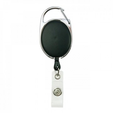 Sleutelhanger met skipas houder - Oprolmechanisme - Zwart metaal