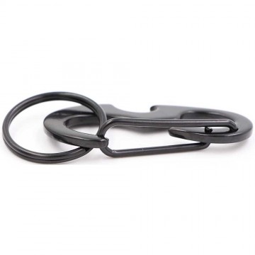 Karabijnhaak / sleutelhanger met fles opener - Zwart