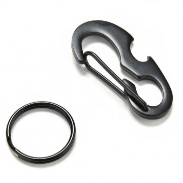 Karabijnhaak / sleutelhanger met fles opener - Zwart