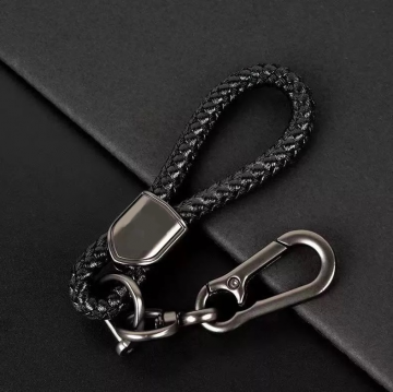 Karabijnhaak sleutelhanger - Met draaibare D-shackle - Zwart