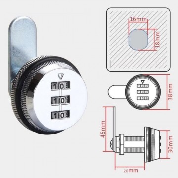 Brievenbus kantelslot - met cijfercode - 20mm cijferslot - zwart