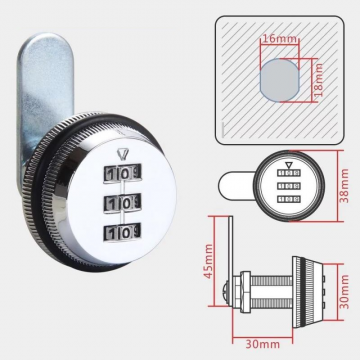 Brievenbus kantelslot - Met cijfercode - 30mm cijferslot - Zilverkleurig