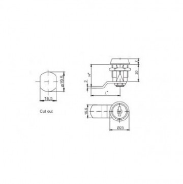 Locker slot - Kantelslot - 26mm inbouwdiepte - Z-2106