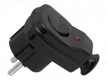 230V Stekker - 16A met schakelaar + indicatielampje - Zwart