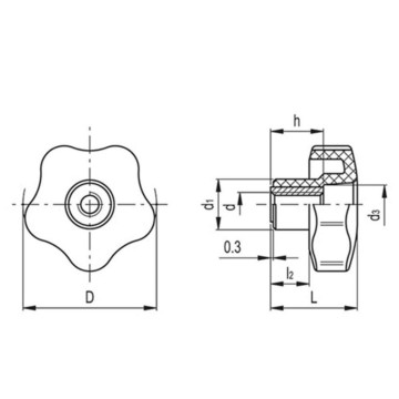 M10 schroefknop - 50mm