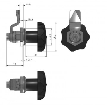 Sterknop - kantelslot - 6mm - SG-6 Lock