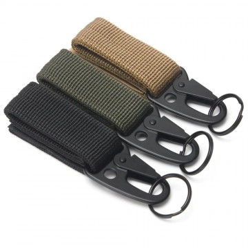 Outdoor karabijnhaak met klittenband bevestiging - black