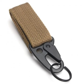 Outdoor karabijnhaak met klittenband bevestiging - army green