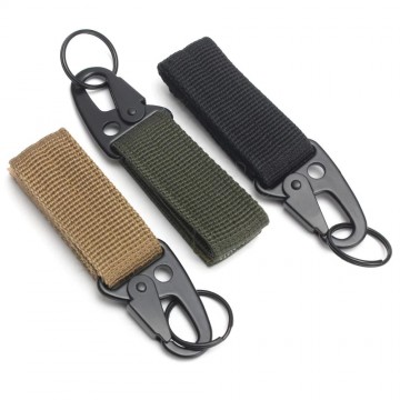 Outdoor karabijnhaak met klittenband bevestiging - army green