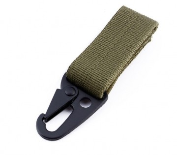 Outdoor karabijnhaak met klittenband bevestiging - army green