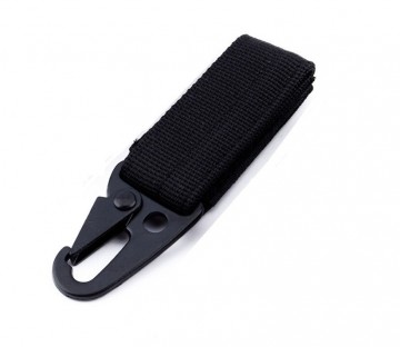 Outdoor karabijnhaak met klittenband bevestiging - black