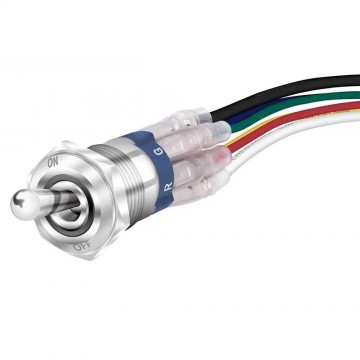 Tuimelschakelaar met verlichting - 16mm - RGB - ON/OFF - 12/24V