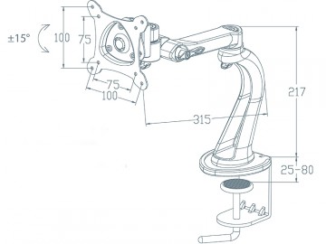 Monitorbeugel 1 Scherm 10 tot 24 inch - Klem WM01