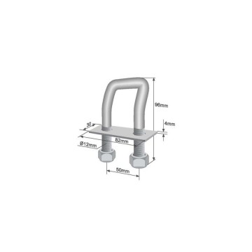 U-beugel met stropplaat - M12 - 96mm - Gebogen