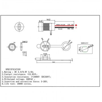 Inbouw USB-C poort - 2 aderig - 5 Volt