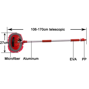 Telescopische vrachtwagen borstel - Microvezel - 170cm - Rood