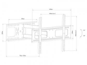 Monitor- TV-beugel 1 Scherm 32 tot 65 inch - Muurplaat WS109