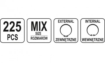 Seegerring/circlip set - 225-delig - Intern + extern