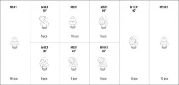 Smeernippel/Vetnippel set - 110-delig - Metrisch - Assortiment doos