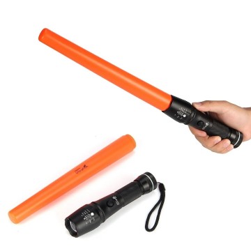 LED zaklamp met zoomfunctie - Met verkeerskegel - Extra lang