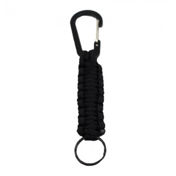 Paracord Sleutelhanger Zwart - Karabijn