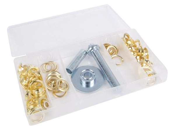 Zeilringen 30mm met gereedschap | Messing vernikkeld 25 stuks - 100